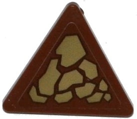 LEGO 892pb026L - Road Sign 2 x 2 Triangle with Clip with Dark Tan Scales Pattern Model Left Side (Sticker) - Set 70599