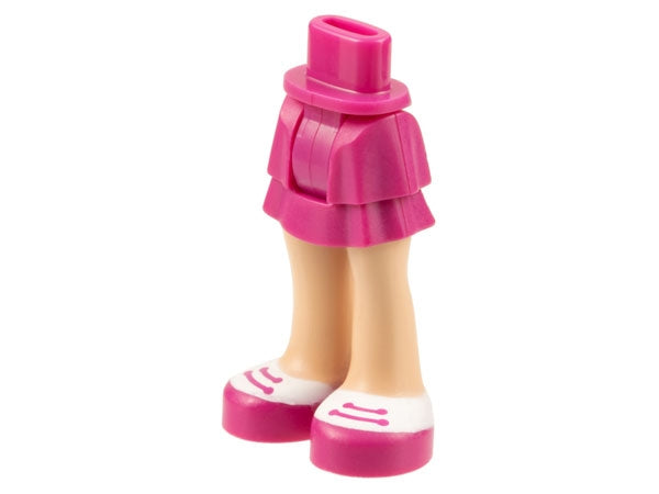 LEGO mini-doll lower body with layered magenta skirt, light nougat legs, and magenta shoes with white tops and laces.