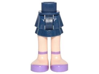 LEGO Mini Doll Hips and Skirt Layered, Dark Blue Skirt, Light Nougat Legs, Medium Lavender Shoes with Ankle Straps Pattern.