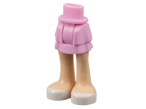 LEGO mini-doll pink layered skirt and hips with light nougat legs and white shoes pattern.