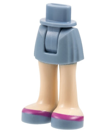 LEGO mini-doll hips with medium blue skirt, light nougat legs, and light blue shoes with magenta stripes.