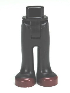 Dark brown LEGO Mini Doll hips and trousers with back pockets and dark red shoes pattern, featuring a thick hinge.