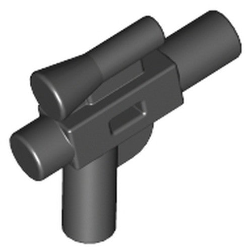 Dark grey LEGO minifigure small blaster gun with an attached scope, shown from an isometric view.
