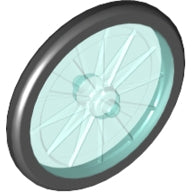 LEGO 92851pb01 bicycle wheel with black tire and clear light blue spokes and hub