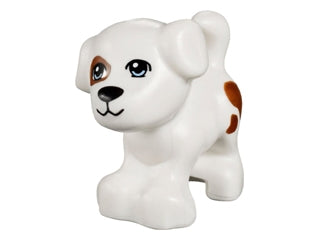 LEGO 93088pb01 - Dog, Friends Style, Puppy, Standing with Bright Light Blue Eyes, Black Nose and Mouth, Reddish Brown Patch and Spots Pattern (Charlie / Jacky)