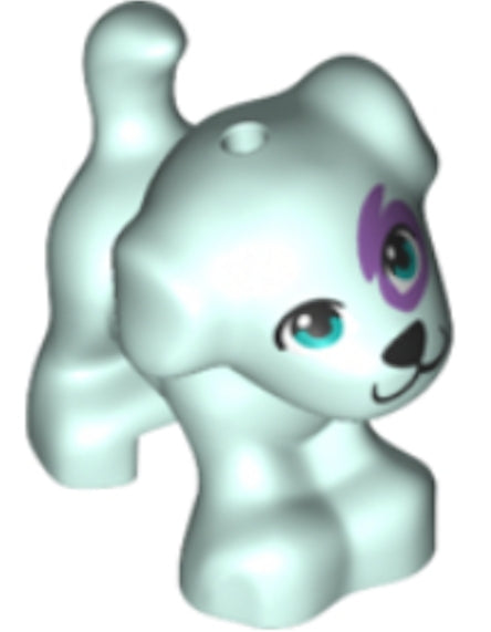 LEGO 93088pb12 - Dog, Friends Style, Puppy, Standing with Dark Azure Eyes, Black Nose and Mouth, Medium Lavender Patch Pattern