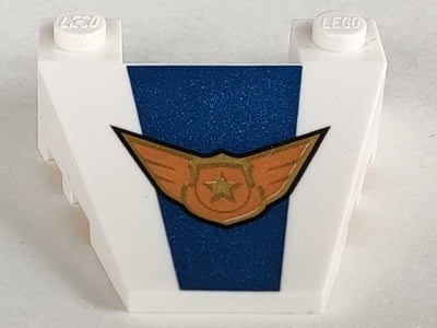 LEGO 93348pb006 - Wig 4 x 4 taps toelopend met stud gleuven en Sky Police logo patroon