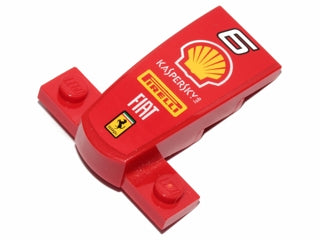 LEGO 93589pb005 - Wig 4 x 2 x 1 1/3 met 1 x 4 basis met '6', Shell-logo, 'KASPERSKY lab', 'PIRELLI', 'FIAT' en Ferrari-logo patroon (sticker) - Set 30190
