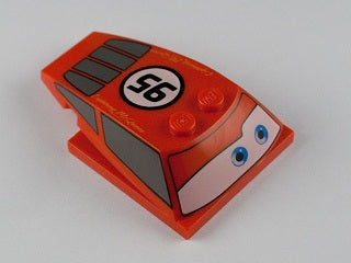 LEGO 93591pb01 - Wig 6 x 4 x 1 1/3 met 4 x 4 basis met blauwe ogen, ramen en '95' in witte cirkel patroon