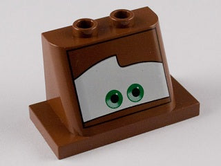 LEGO 93598pb01 - Voorruit 2 x 3 x 2 met 2 x 4 basis met groene ogen rechtuit kijkend op witte achtergrond patroon
