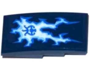 LEGO 93606pb055 - Helling, Gebogen 4 x 2 met Bliksem en Ninjago Power Emblem Patroon (Sticker) - Set 70602