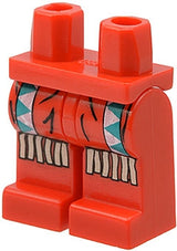 Red LEGO hips and legs part with Western Indians dark turquoise and white triangles, and tan fringe pattern.
