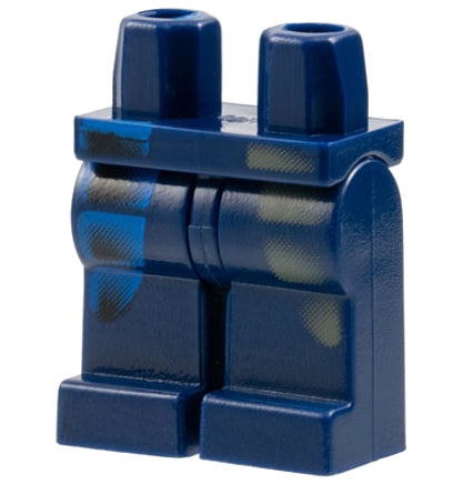 LEGO 970c00pb0028 - Heupen en benen met verkleurd donkergrijs en blauw gebogen panelen patroon