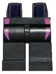 Black LEGO minifigure hips and legs with dark pink wetsuit lines pattern.
