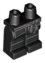 Black LEGO hips and legs with a light bluish gray sash and knee stripes pattern.