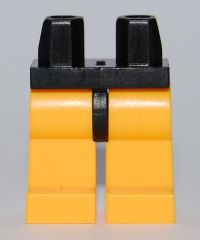 LEGO 970c110 minifigure lower body with black hips and bright light orange legs, front view.