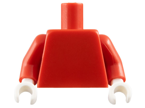 LEGO 973c031 minifigure torso, plain red, with red arms and white hands.