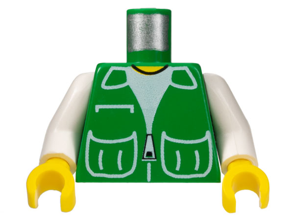 LEGO 973p73c01 - Torso Vest met Patch Zakken over Wit Shirt Patroon / Witte Armen / Gele Handen