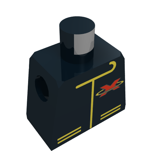 LEGO 973p8a - Torso Racing Suit with Red Letter X Extreme Team Logo and Yellow Lines Pattern