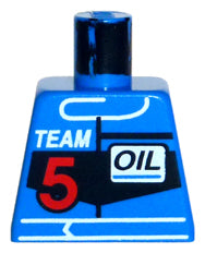 LEGO 973pb0096 - Torso Race Driver met wit 'TEAM', rood nummer 5 en zwart 'OIL' patroon