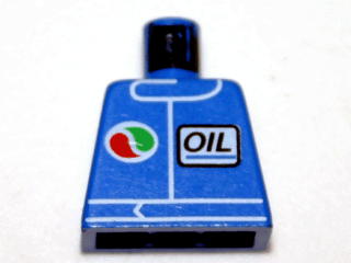 LEGO 973pb0106b - Torso Octan Logo en cursief lettertype 'OIL' met omgekeerde kleuren patroon