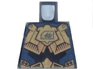 LEGO 973pb0156 Exo-Force torso with dark blue and gold body armor, featuring a central wing pattern.