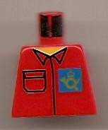 LEGO 973pb0235 - Torso Postbode, Shirt en Hoorn Logo op Blauwe Achtergrond Patroon