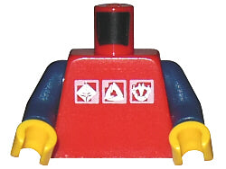 LEGO 973pb0274c02 - Torso Gravity Games with 3 White & Silver Logos Pattern / Dark Blue Arms / Yellow Hands