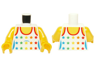 LEGO 973pb0567c01 - Torso vrouwelijk tanktop met regenboogsterren, gele nek en schouders patroon / gele armen / gele handen