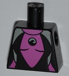 Black LEGO torso with female wetsuit pattern in magenta and light gray, featuring a central swirl design.