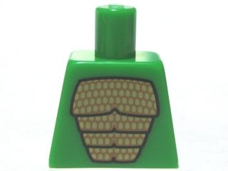 Green LEGO minifigure torso with a light tan scales pattern, suitable for a lizard costume.