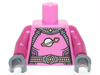 LEGO 973pb1053c01 - Torso ruimtepak vrouw met riemen en Classic Space logo patroon / Magenta armen / Donker blauwgrijze handen