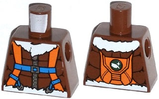 LEGO 973pb1704 - Torso Aviator Jacket met Oranje Parachute en Riemen, Arctic Explorer Logo op Achterkant