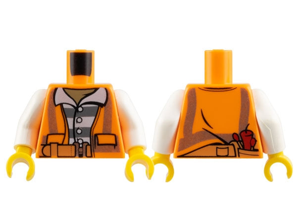 LEGO 973pb2605c01 - Torso Town Prisoner Shirt with Prison Stripes and  Vest with Dynamite and Matches on Back Pattern / White Arms / Yellow Hands