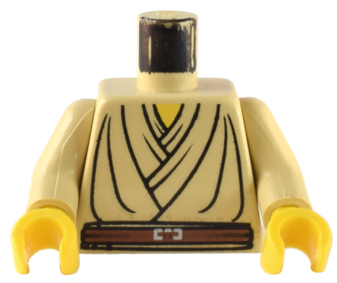LEGO 973px58c01 - Torso SW gelaagd shirt, bruine riem patroon / Armen / Gele handen