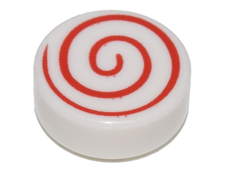 LEGO 98138pb013 - Tile, Round 1 x 1 with Red Spiral Thin Pattern