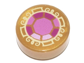 LEGO 98138pb026 - Tile, Round 1 x 1 with Bright Pink, Dark Pink and Magenta Faceted Jewel Pattern