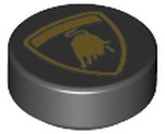 LEGO 98138pb169 - Tile, Round 1 x 1 with Lamborghini Bull Logo Pattern