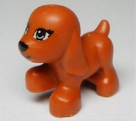 LEGO 98386pb01 - Hond, Friends Stijl, Puppy, Wandelen met Fel Lichtblauwe Ogen en Zwarte Neus en Mond Patroon (Scarlett)