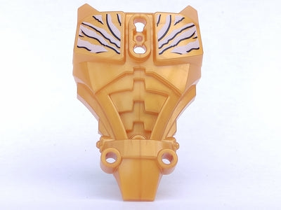 Pearl gold LEGO Hero Factory full torso armor with white and black stripe pattern on upper chest.