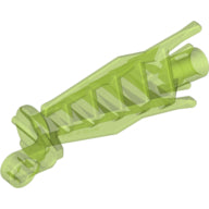 Translucent lime green LEGO Hero Factory Energy Beam weapon piece (part 98602), elongated with internal ribbing.