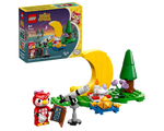 LEGO Animal Crossing 77053 Stargazing with Celeste set: red owl minifigure, telescope, crescent moon, tree, and tea set.