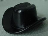 Black LEGO cowboy hat, part of the Homemaker / Maxifigure headgear collection, with a distinct brim and crown.