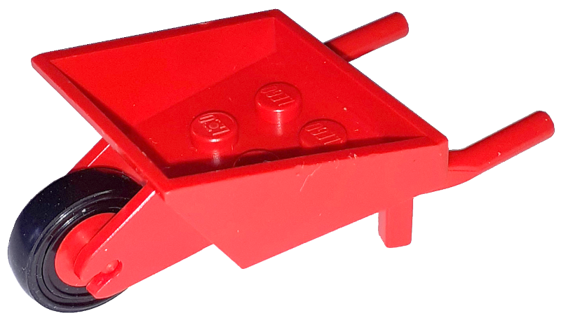 LEGO bb1310c01 - Fabuland Gereedschap Kruiwagen met Katrolwiel met Zwarte Band 14mm D. x 4mm Gladde Kleine Enkele (bb1310 / 3464c01)