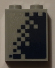 Light gray LEGO 1x2x2 brick with inside stud holder, featuring a dark blue pixelated gradient pattern on the left side.