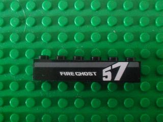 LEGO 3009pb160R - Steen 1 x 6 met 'FIRE GHOST' en '57' patroon model rechterkant (sticker) - Set 8165