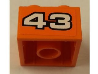 LEGO 3003pb086 - Steen 2 x 2 met witte '43' en zwarte omlijning op achtergrondpatroon (Sticker) - Set 8162