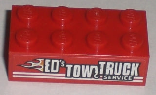 LEGO 3001pb097R - Steen 2 x 4 met 'ED'S TOW TRUCK SERVICE' patroon model rechterzijde (sticker) - Set 8195