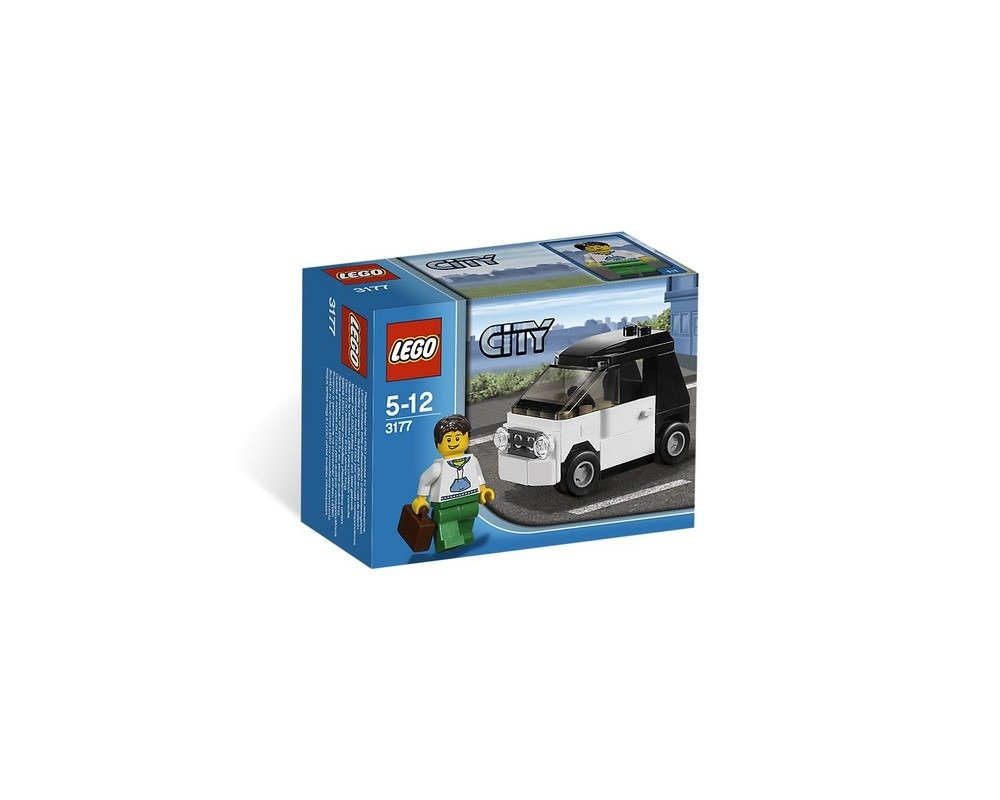 LEGO City 3177 Small Car set box featuring a white and black LEGO car and a minifigure with a briefcase.