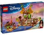 LEGO Disney 43258 Kakamora Barge set box showing Maui, Moana, and a detailed Kakamora boat with play features on the ocean.